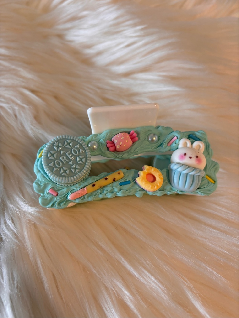 Handmade Decoden Bunny & Cookie Claw Hair Clip